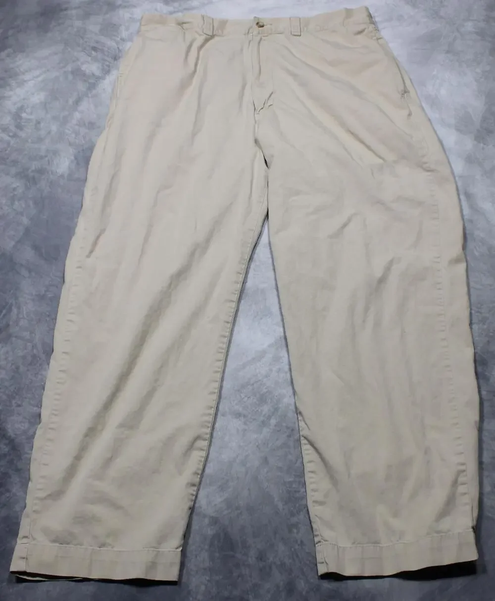 Vintage Polo Ralph Lauren Pants Mens 36x30 Beige Cotton Chino Classic Fit